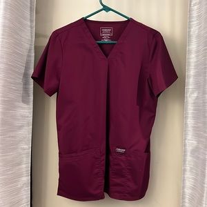 Burgundy Cherokee scrub top size small